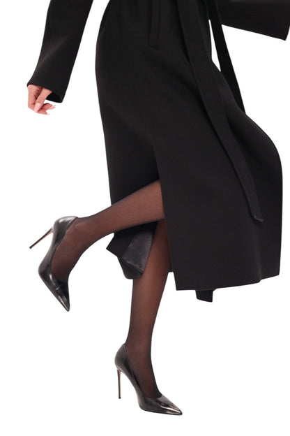 Cambridge Comfort Wraparound Wool Cashmere Coat Black