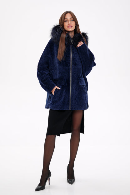 Shearling Silver Fox Trim Jacket