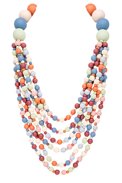 Multi Strand Wooden Beads Necklace - Undeniably LUXE