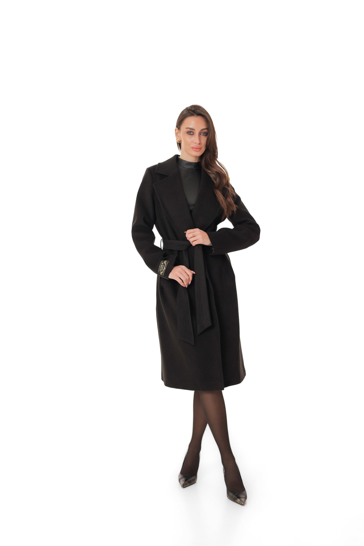 Zane Cashmere Wool Blend Overcoat in Black