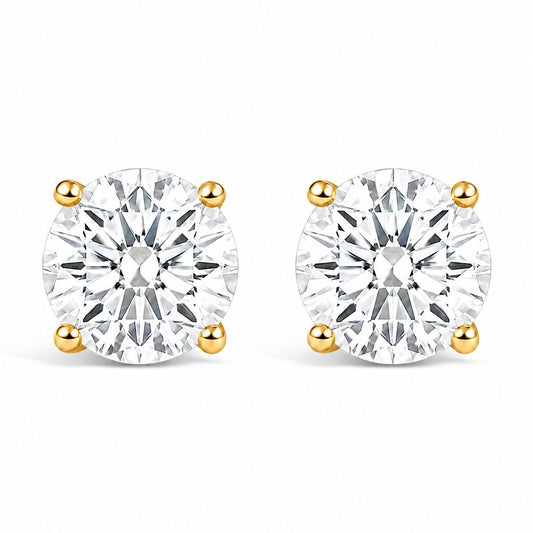 14K Yellow Gold Lab Grown Diamond Solitaire Stud Earrings