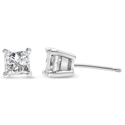 14K White Gold Princess-Cut Diamond Stud Earrings