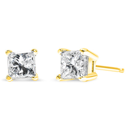 14K White Gold Princess-Cut Diamond Stud Earrings