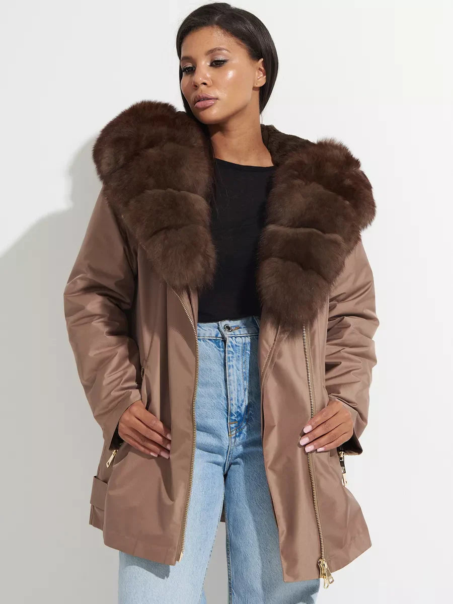 Polar Fox Fur Trim Rabbit Fur Insulated Parka