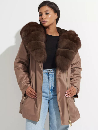 Polar Fox Fur Trim Rabbit Fur Insulated Parka