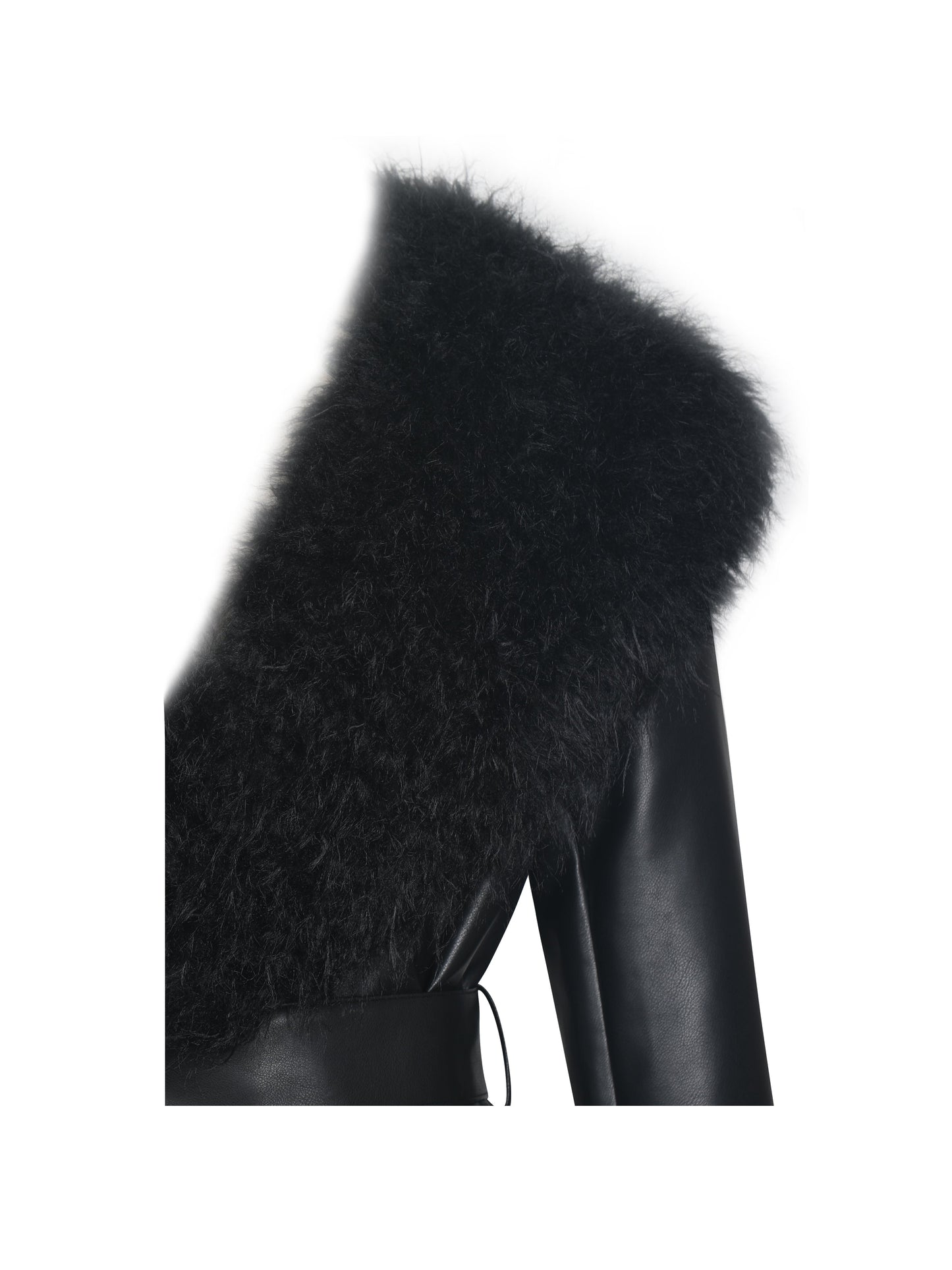 Zariah Black Faux Fur Trimmed Longline Coat