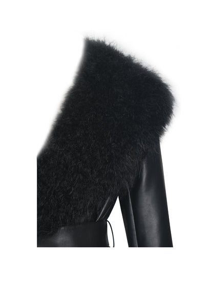 Zariah Black Faux Fur Trimmed Longline Coat