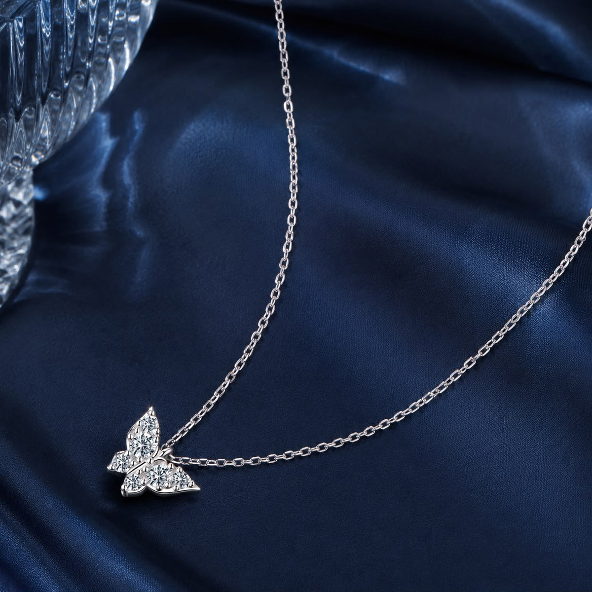 Sterling Silver Plated White Gold Moissanite Necklace