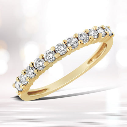 14K Yellow Gold Plated Sterling Silver 1/2 cttw Diamond Band Ring