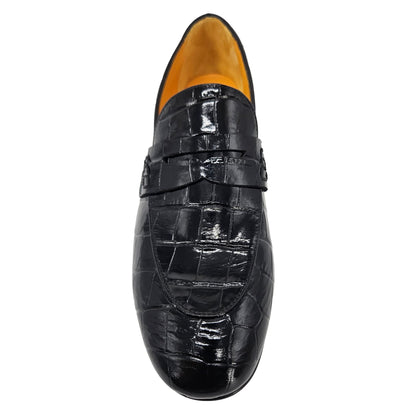 Madison Maison Black Croc-Embossed Leather Flat Loafers
