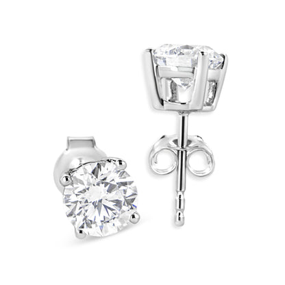 14K White Gold 1 3/4 Cttw Lab Grown Round Brilliant Diamond Solitaire Stud Earrings