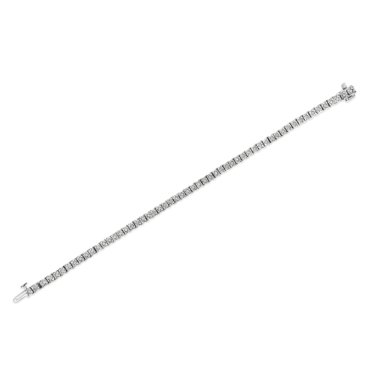 Sterling Silver Diamond Square Frame Miracle-Set Tennis Bracelet