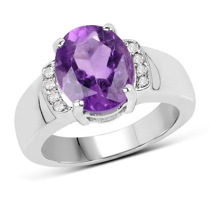 Amethyst and White Topaz Sterling Silver Ring