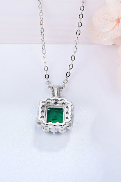 1.5 Carat Emerald Pendant Sterling Silver Necklace - Undeniably LUXE