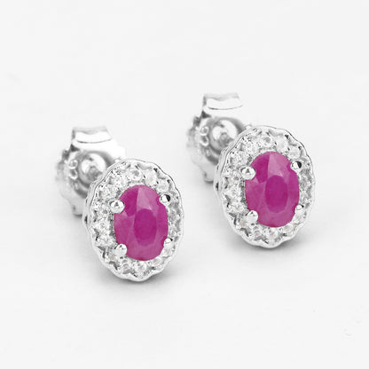 Sterling Silver Ruby and White Topaz 3-Piece Jewelry Set