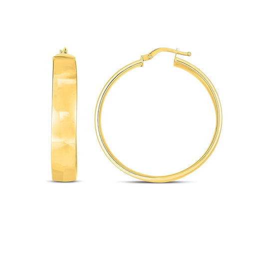 14K Yellow Gold Wedding Band Hoop Earrings