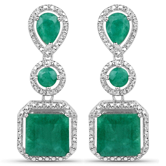 Dyed Emerald Sterling Silver Drop Earrings