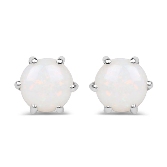 Sterling Silver Opal Stud Earrings