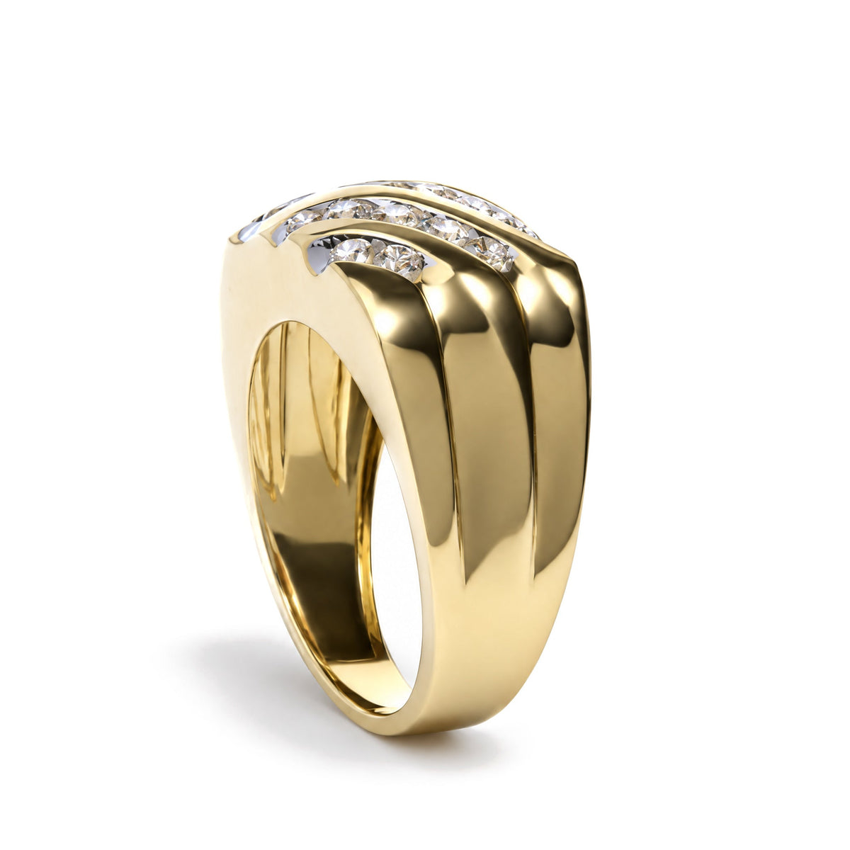 Men's 10K Yellow Gold 1.00 Cttw Channel Set Diamond 5 Row Band Ring