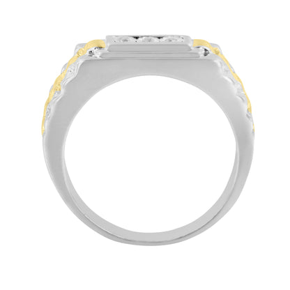 10K Yellow Gold Plated Sterling Silver Diamond Gentlemen's Fashion Ring