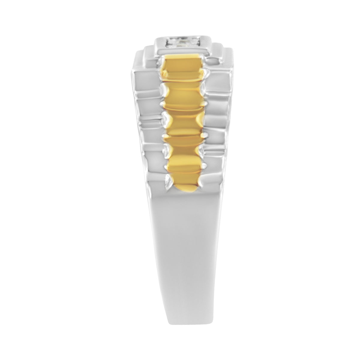10K Yellow Gold Plated Sterling Silver Diamond Gentlemen's Fashion Ring