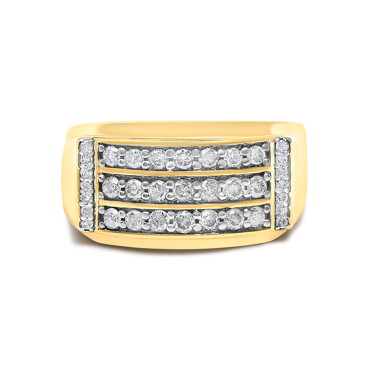 14K Yellow Gold Plated Sterling Silver 3/4 Cttw Diamond Band Ring
