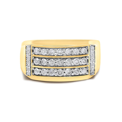 14K Yellow Gold Plated Sterling Silver 3/4 Cttw Diamond Band Ring