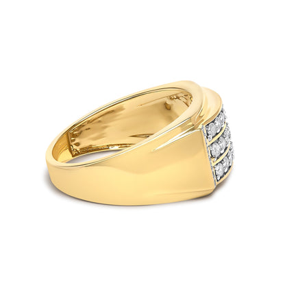 14K Yellow Gold Plated Sterling Silver 3/4 Cttw Diamond Band Ring
