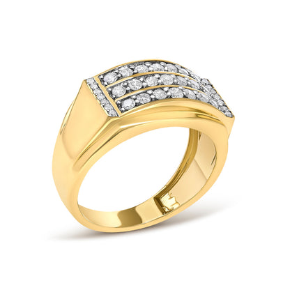 14K Yellow Gold Plated Sterling Silver 3/4 Cttw Diamond Band Ring