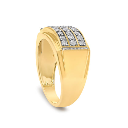 14K Yellow Gold Plated Sterling Silver 3/4 Cttw Diamond Band Ring