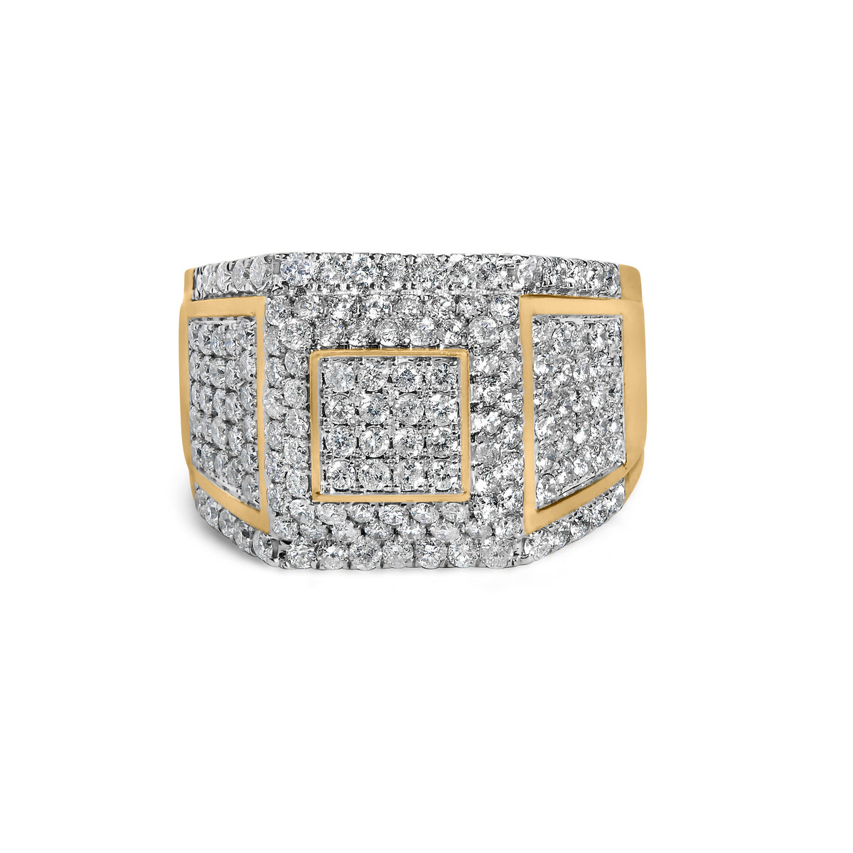 10K Yellow Gold 2-1/2 Cttw Diamond Pave Geometric Cocktail Ring