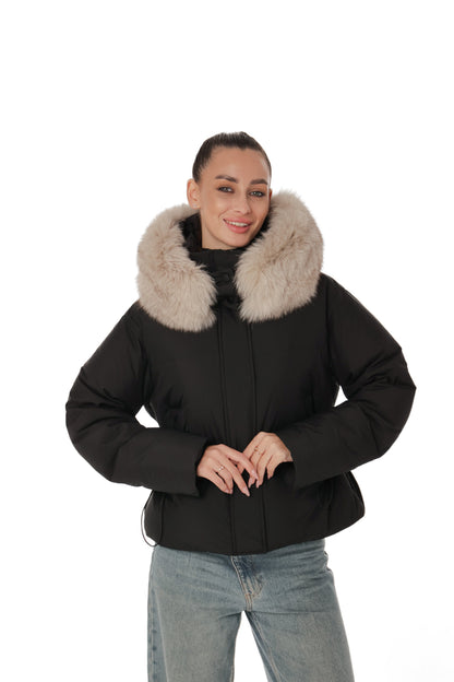 Genuine Polar Fox Fur Down Fill Jacket