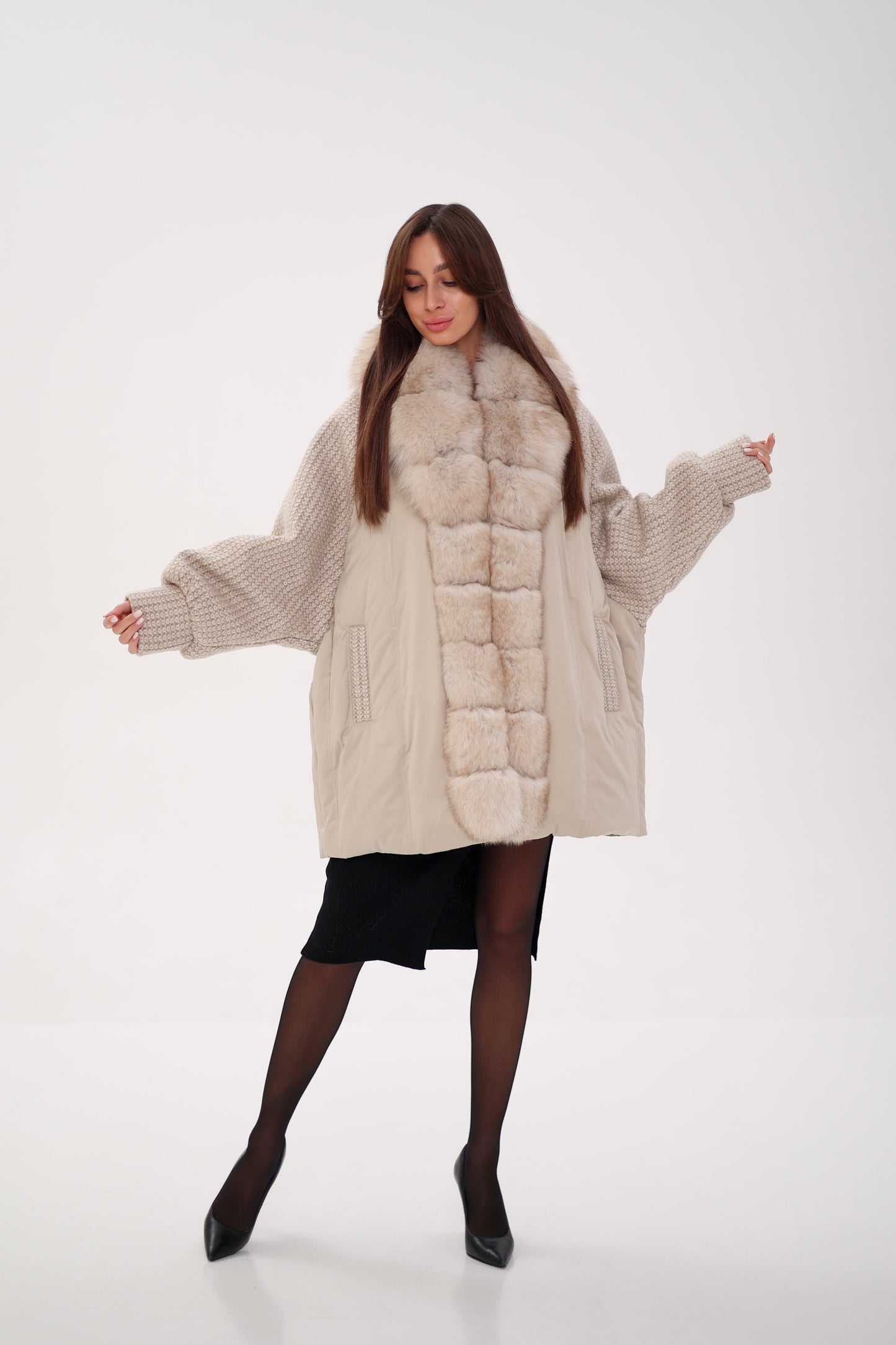Polar Fox Boucle Down Coat