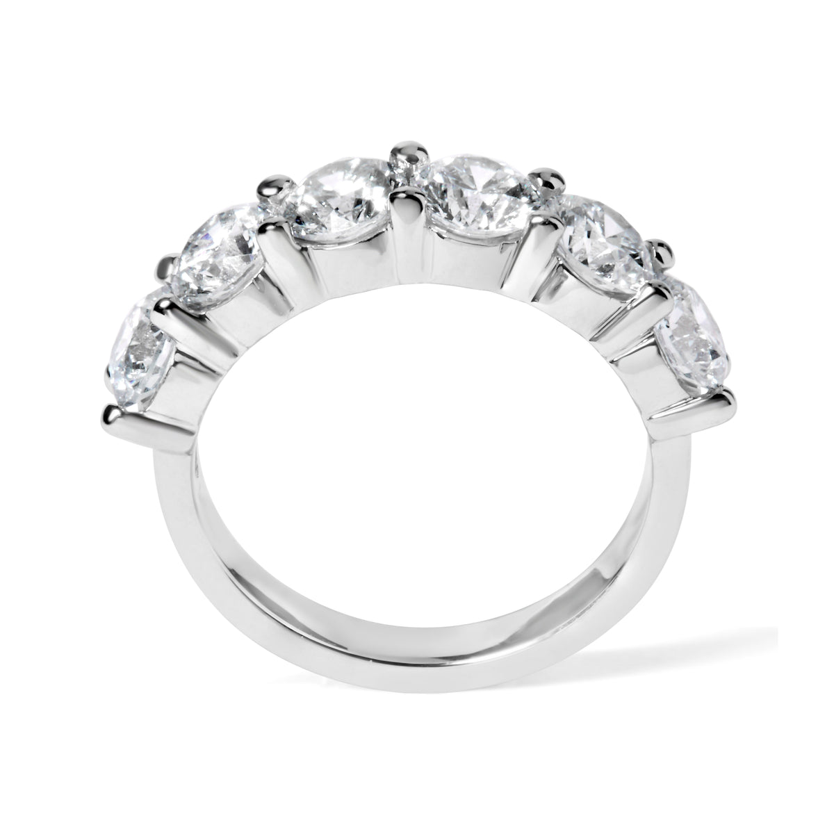 14K White Gold Lab-Grown Diamond Shared Prong 6-Stone Band Ring