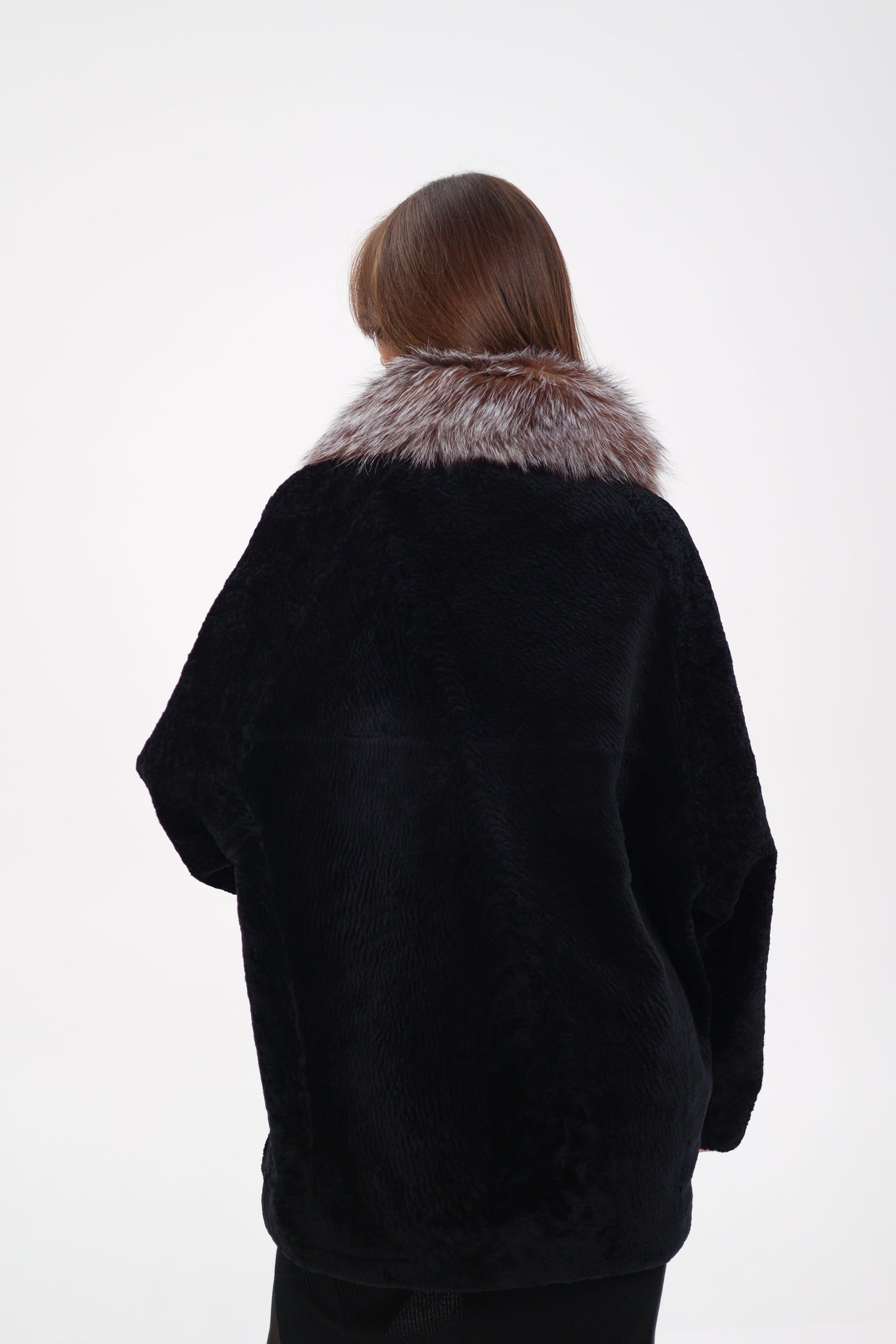 Palermo Astrakhan Silver Fox Trim Coat