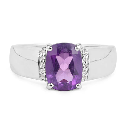 Sterling Silver 1.85 Carat Amethyst and White Topaz Ring