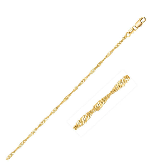 10K Yellow Gold Singapore Chain Necklace
