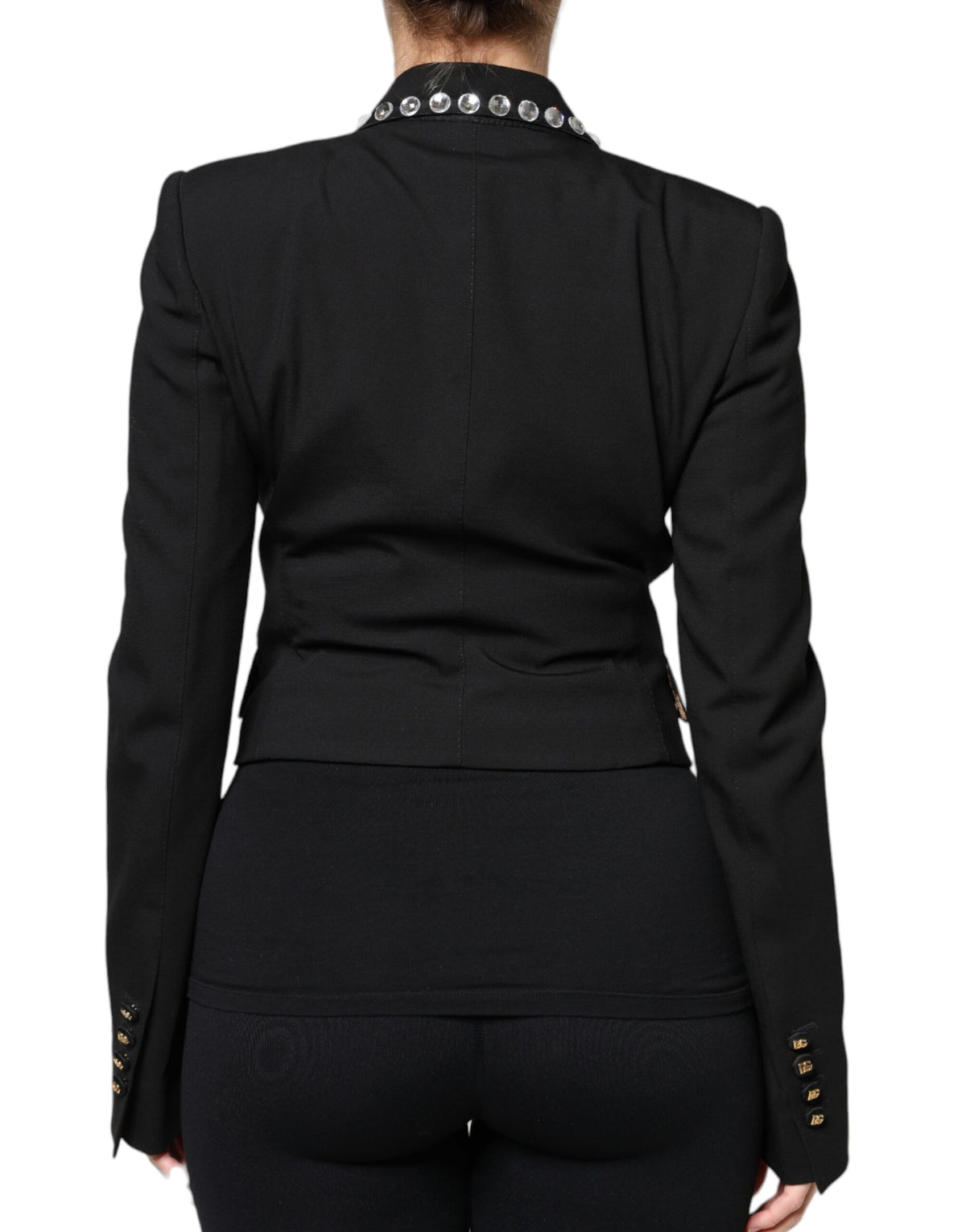 Dolce & Gabbana Black Crystal-Embellished Double-Breasted Blazer