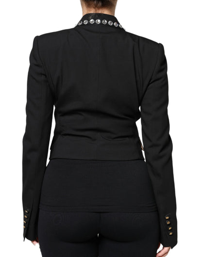 Dolce & Gabbana Black Crystal-Embellished Double-Breasted Blazer