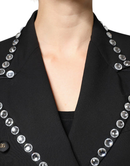 Dolce & Gabbana Black Crystal-Embellished Double-Breasted Blazer