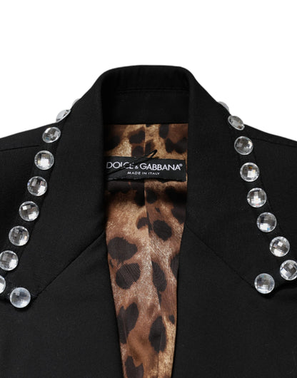Dolce & Gabbana Black Crystal-Embellished Double-Breasted Blazer