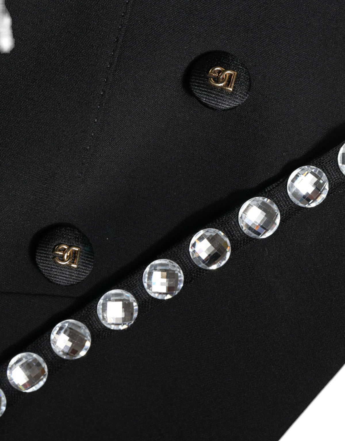 Dolce & Gabbana Black Crystal-Embellished Double-Breasted Blazer