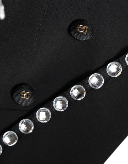 Dolce & Gabbana Black Crystal-Embellished Double-Breasted Blazer