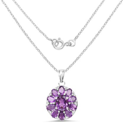 Sterling Silver Amethyst Floral Pendant
