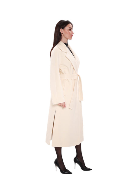 Premium 100% Australian Merino Wool Coat in Marshmallow