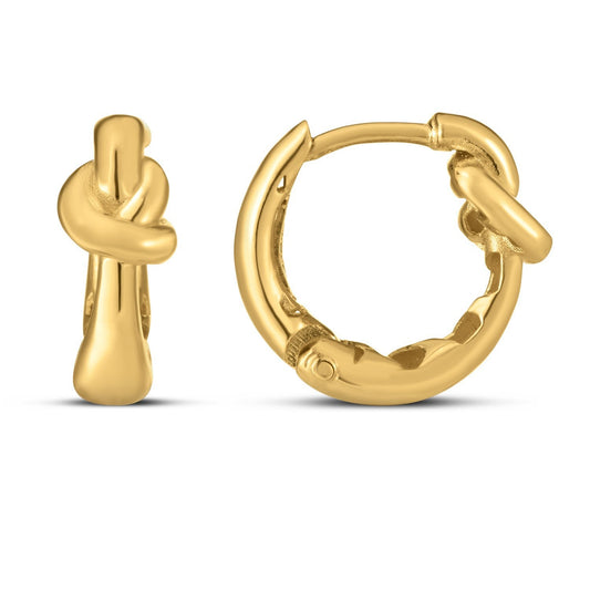 14K Yellow Gold Love Knot Hoop Earrings