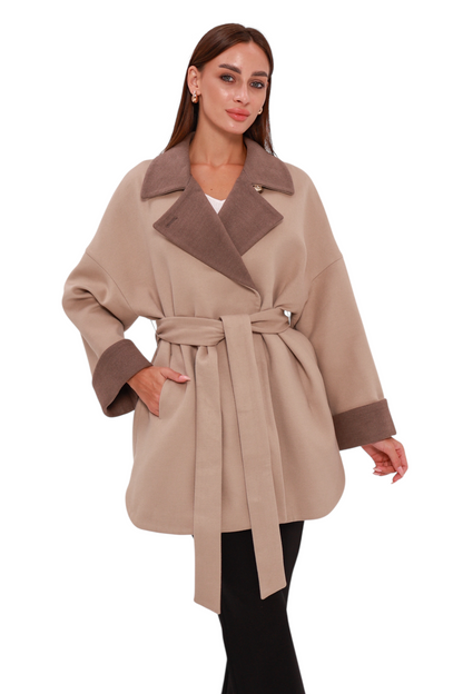 Sandro Cashmere Blend Overcoat in Beige