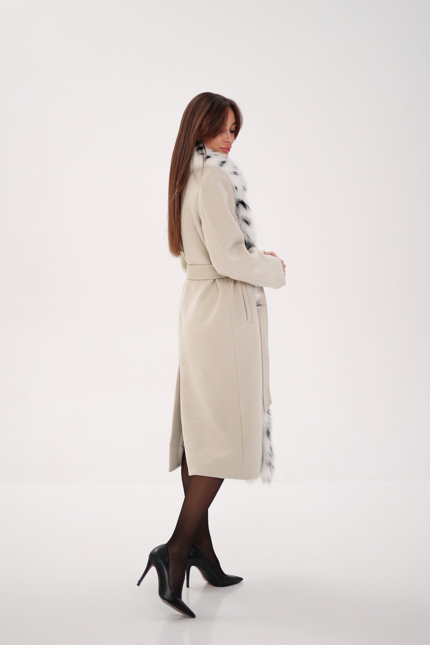 Arctic Fox Virgin Wool Wrap Coat
