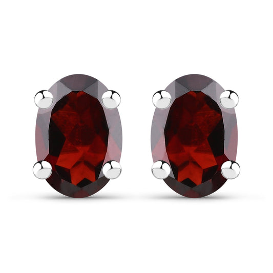 Sterling Silver Garnet Stud Earrings