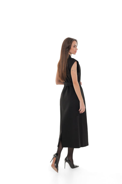 Eileen Cashmere Blend Longline Vest in Black